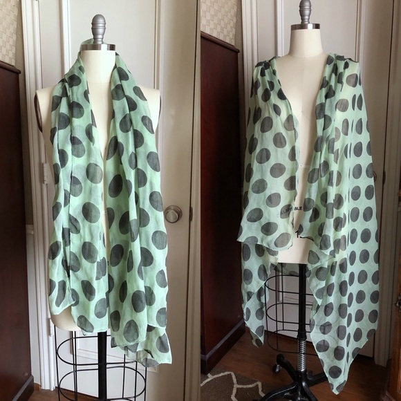 Gauzy green polka scarf - Picture 4 of 8